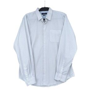 Peter England Mens Slim Fit Long Sleeve Button Down Shirt White Geometric 44 XL